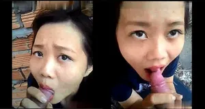 Con ghệ liếm buồi ở vườn sau nhà