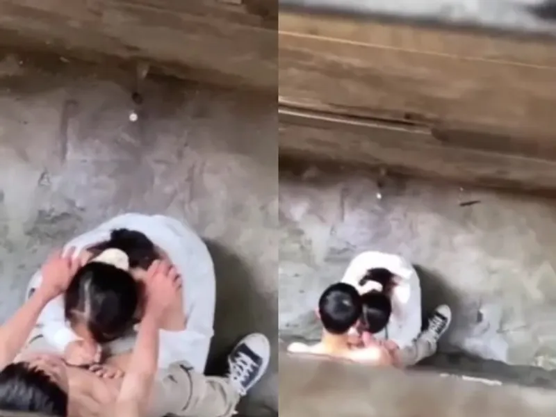 Quay lén em học sinh mút Cây hàng người yêu ở khe nhà